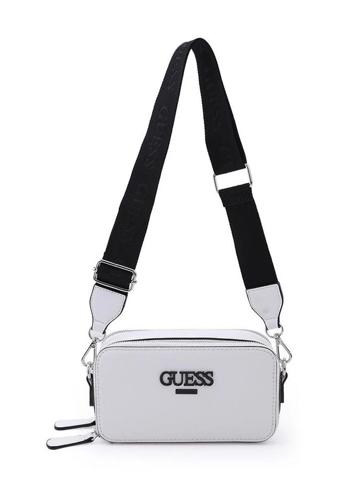 Женская прямоугольная сумка Guess кросс-боди на ремешке белая Женская прямоугольная сумка Guess кросс-боди на ремешке белая
