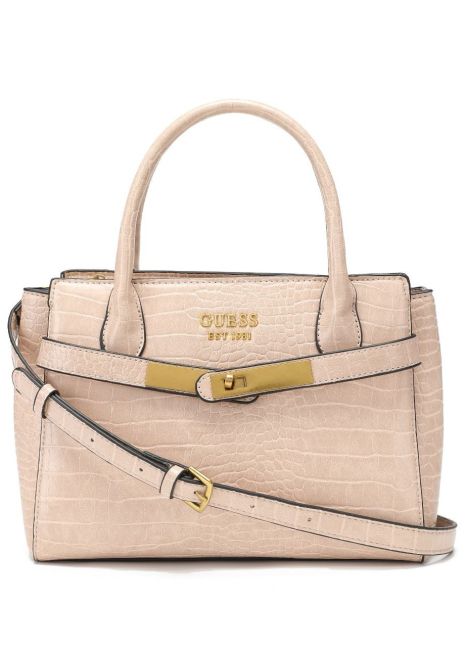 Женская сумка Guess 121 бежевая рептилия