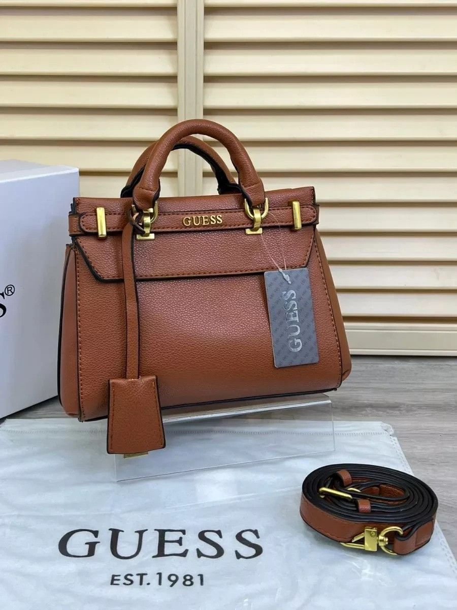 Женская сумка Guess 088 с двумя ручками коричневая Женская сумка Guess 088 с двумя ручками коричневая