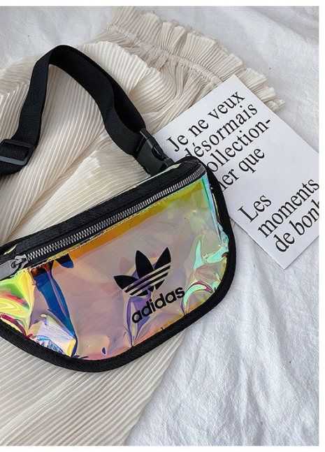 Жіноча дитяча голографічна бананка Adidas 1070/17 поясна сумка прозора адідас
