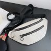 Женская классическая бананка с колечками поясная сумка белая Женская классическая бананка с колечками поясная сумка белая