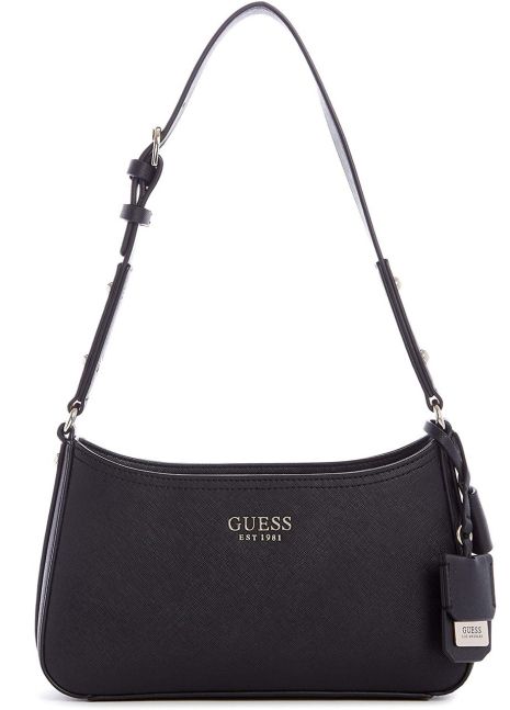 Женская сумка Guess багет через плечо черная