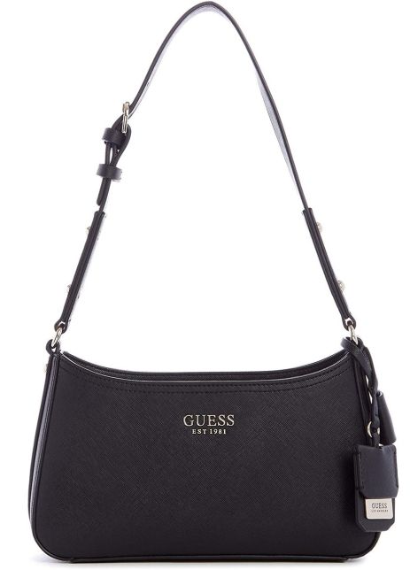 Женская сумка Guess багет через плечо черная