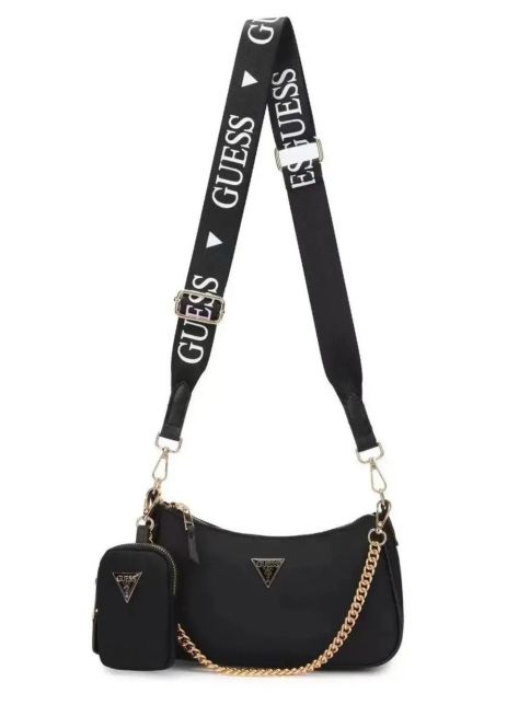 Женская сумка Guess хобо багет кросс-боди с кошельком черная Женская сумка Guess хобо багет кросс-боди с кошельком черная