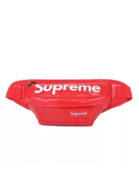 Бананка SUPREME поясная кожаная сумка суприм красная