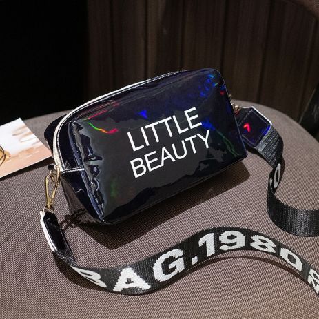 Женская голографическая сумка через плечо детская сумка LITTLE BEAUTY черная