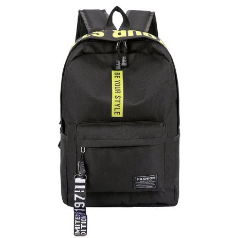 Рюкзак большой BE YOUR STYLE мужской женский детский школьный портфель черный с желтым Рюкзак большой BE YOUR STYLE мужской женский детский школьный портфель черный с желтым