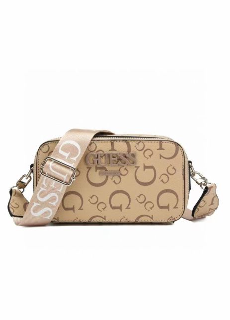 Женская сумка Guess 092 кросс-боди прямоугольная бежевая