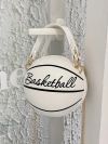 Женская круглая сумка BASKETBALL мяч на цепочке белая молочная Женская круглая сумка BASKETBALL мяч на цепочке белая молочная