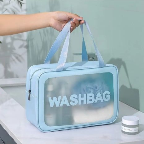 Блакитна дорожня косметичка-органайзер WASHBAG BIG на дві ручки