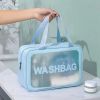 Женская косметичка органайзер WASHBAG BIG с двумя ручками голубая