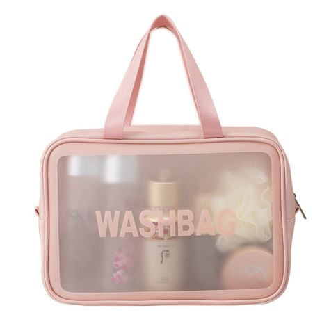 Женская косметичка органайзер WASHBAG BIG с двумя ручками розовая Женская косметичка органайзер WASHBAG BIG с двумя ручками розовая