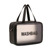 Женская косметичка органайзер WASHBAG BIG с двумя ручками черная