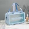 Женская косметичка органайзер WASHBAG MEDIUM с двумя ручками голубая