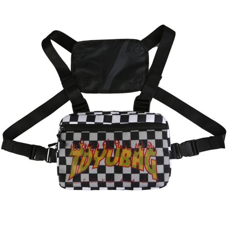 Нагрудная сумка 3025 TOYU BAG черно белая в клетку