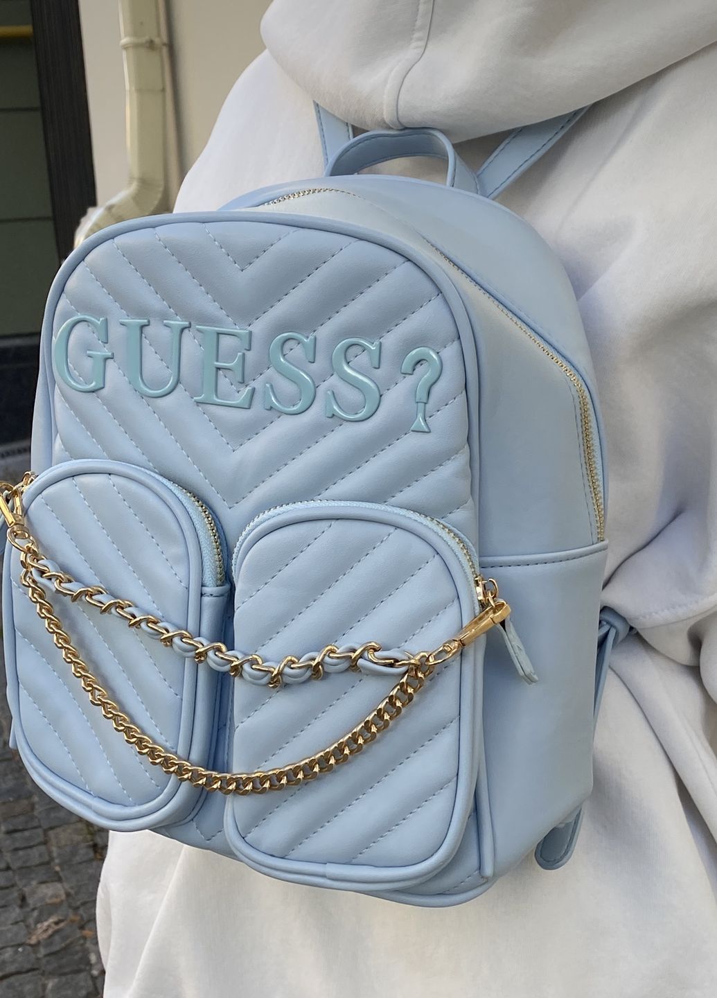 Женский рюкзак 069 Guess голубой Женский рюкзак 069 Guess голубой