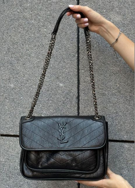 Женская сумка YSL 6029 кросс-боди черная Женская сумка YSL 6029 кросс-боди черная