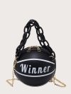 Женская круглая сумка WINNER мяч на цепочке черная Женская круглая сумка WINNER мяч на цепочке черная