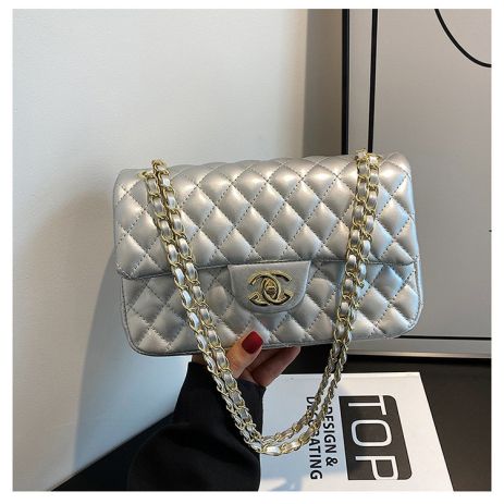 Женская сумка Chanel кросс-боди 6816 серебристая