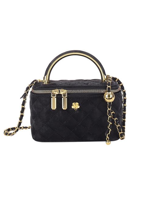Женская сумка-косметичка 2814 1032 Vanity Bag велюровая кросс-боди черная
