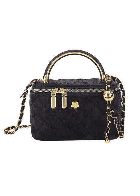 Женская сумка-косметичка 2814 1032 Vanity Bag велюровая кросс-боди черная