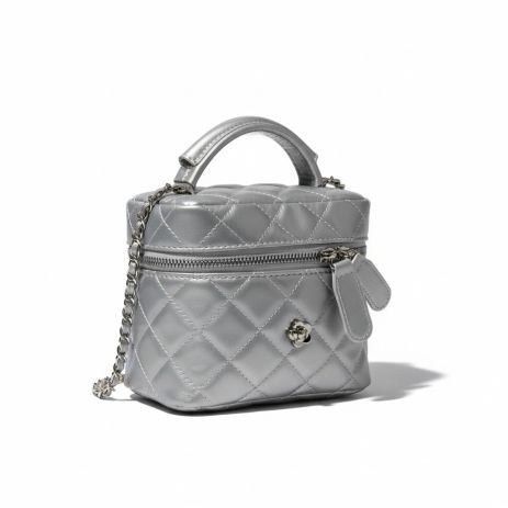 Женская сумка-косметичка большая 10660-BIG Vanity Bag кросс-боди серебристая