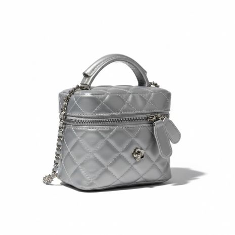 Женская сумка-косметичка большая 10660-BIG Vanity Bag кросс-боди серебристая