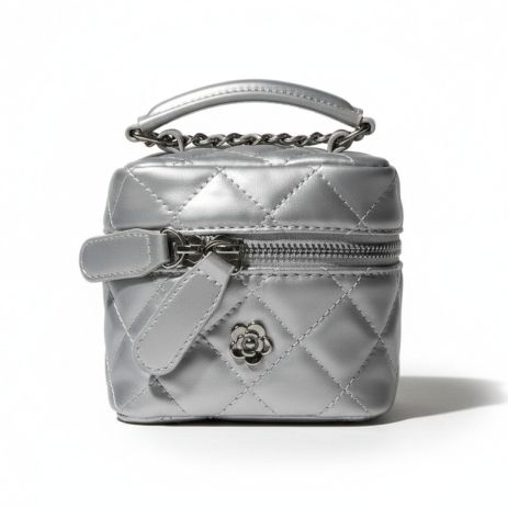 Женская сумка-косметичка маленькая 10660-SMALL Vanity Bag кросс-боди серебристая