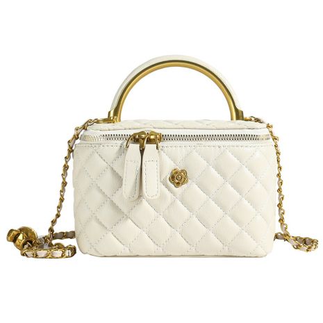 Жіноча сумка-косметичка велика 1251 Vanity Bag крос-боді біла молочна Жіноча сумка-косметичка велика 1251 Vanity Bag крос-боді біла молочна