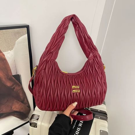 Женская сумка багет Miu miu 5008 большая красная бордовая
