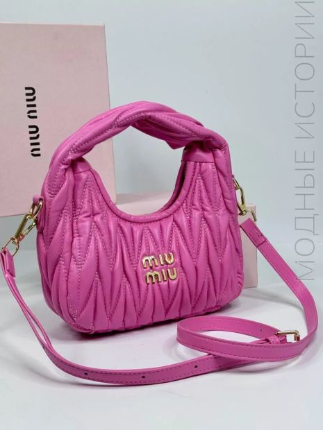 Женская сумка багет Miu miu 18121 розовая