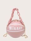 Женская круглая сумка WINNER мяч на цепочке розовая Женская круглая сумка WINNER мяч на цепочке розовая