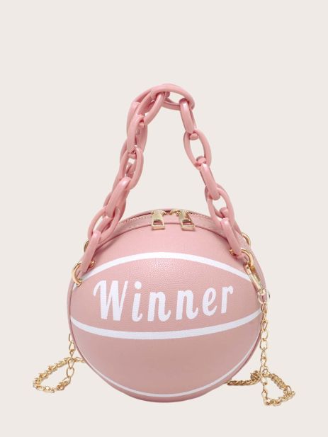 Жіноча кругла сумка WINNER м'яч на ланцюжку рожева