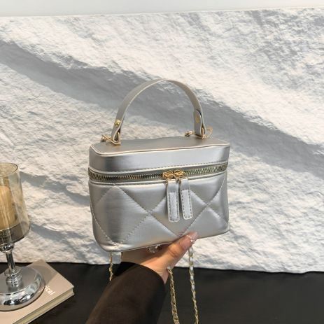 Женская сумка косметичка 10484 Vanity Bag кросс-боди серая на цепочке Женская сумка косметичка 10484 Vanity Bag кросс-боди серая на цепочке