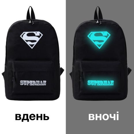 Фосфорний рюкзак шкільний портфель чоловічий жіночий світиться Superman Фосфорний рюкзак шкільний портфель чоловічий жіночий світиться Superman