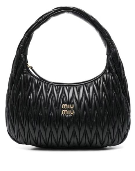 Женская сумка багет Miu miu 3525 большая черная