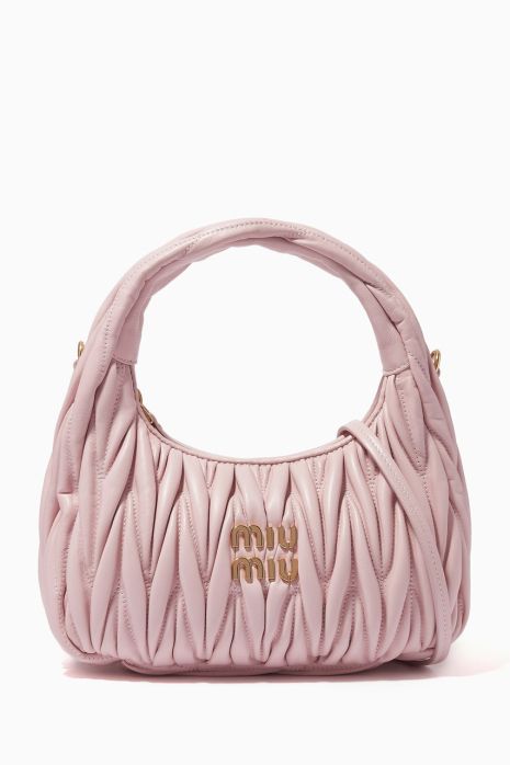 Женская сумка багет Miu miu 2178 светло розовая