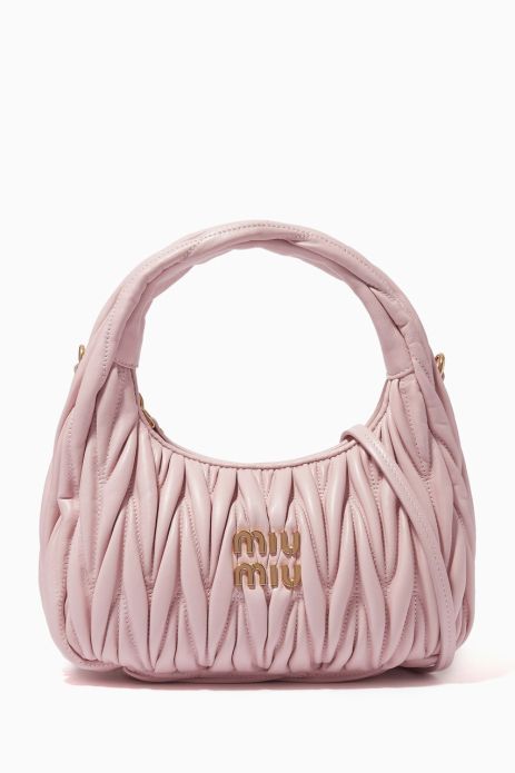 Женская сумка багет Miu miu 2178 светло розовая