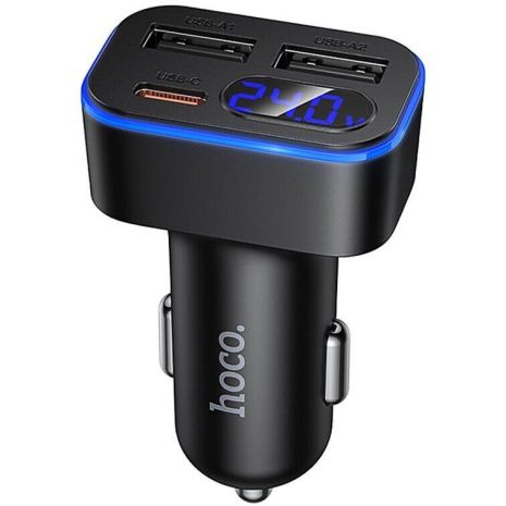 Автомобильное зарядное устройство Hoco Z63A 2USB/ Type-C PD QC 42W c дисплеем black