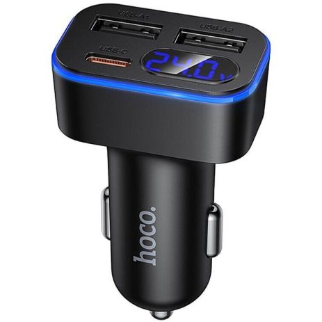 Автомобильное зарядное устройство Hoco Z63A 2USB/ Type-C PD QC 42W c дисплеем black