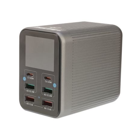 Зарядная станция с индикацией параметров зарядки Relife Q4 72W (2 USB 5V 2.4А/ 2 USB QC 3A/ 1 Type C 45W/ 1 Type C 65W)