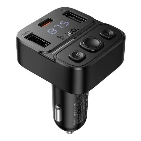 Автомобильное зарядное устройство Hoco E87 USB/ Type-C 35W c дисплеем и FM-модулятором black Автомобильное зарядное устройство Hoco E87 USB/ Type-C 35W c дисплеем и FM-модулятором black