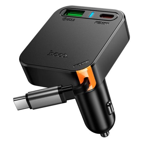Автомобильное зарядное устройство Hoco NZ18 USB/ Type-C PD 65W с кабелем Type-C black Автомобильное зарядное устройство Hoco NZ18 USB/ Type-C PD 65W с кабелем Type-C black