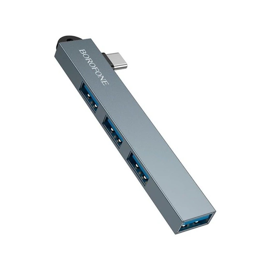 Адаптер переходник Borofone FH1A 4в1 Type-C to 3 USB 2.0/ 3.0 metal gray Адаптер переходник Borofone FH1A 4в1 Type-C to 3 USB 2.0/ 3.0 metal gray