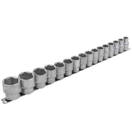 Набор головок ROCKFORCE RF-4161-5, 1/2", 6 граней, 16 предметов (10-19, 21, 22, 24, 27, 30, 32 мм), на планке Набор головок ROCKFORCE RF-4161-5, 1/2", 6 граней, 16 предметов (10-19, 21, 22, 24, 27, 30, 32 мм), на планке