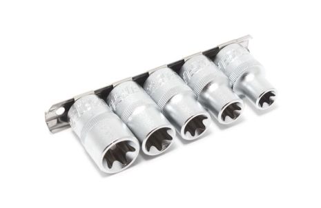 Набір головок Е-профіль 5 предметів 1/2" (E12, E14, E16, E18, E20), на планці Forsage F-4053 Набір головок Е-профіль 5 предметів 1/2" (E12, E14, E16, E18, E20), на планці Forsage F-4053