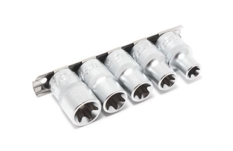 Набор головок Е-профиль 5 предметов 1/2" (E12,E14,E16,E18,E20), на планке Forsage F-4053 Набор головок Е-профиль 5 предметов 1/2" (E12,E14,E16,E18,E20), на планке Forsage F-4053
