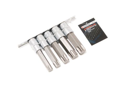 Набір головок-біт Torx 6-променевих, 5 предметів (Т60, Т70, Т80, Т90, Т100; L-100мм) 1/2 quot;, на планці Forsage F-40914L