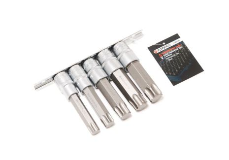 Набір головок-біт Torx 6-променевих, 5 предметів (Т60, Т70, Т80, Т90, Т100; L-100мм) 1/2 quot;, на планці Forsage F-40914L Набір головок-біт Torx 6-променевих, 5 предметів (Т60, Т70, Т80, Т90, Т100; L-100мм) 1/2 quot;, на планці Forsage F-40914L