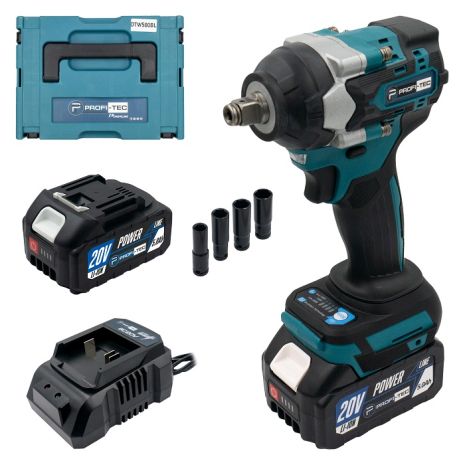 Аккумуляторный гайковерт PROFI-TEC DTW500BL POWERLine (2×PT2050MP (4.0 Ач), зарядное устройство)
